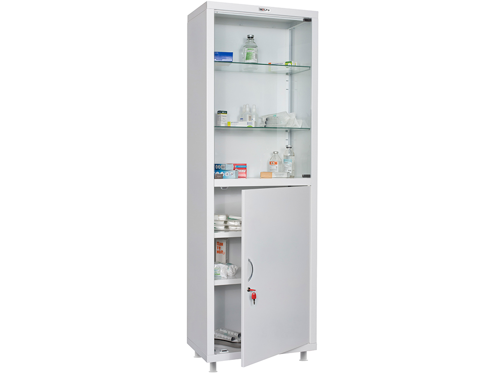 Медицинский шкаф HILFE 1750x600x400 со стеклянными полками МД 1 1760/SG в наличии